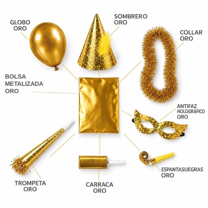 Imagen de catálogo: Cotillón Holográfico Oro